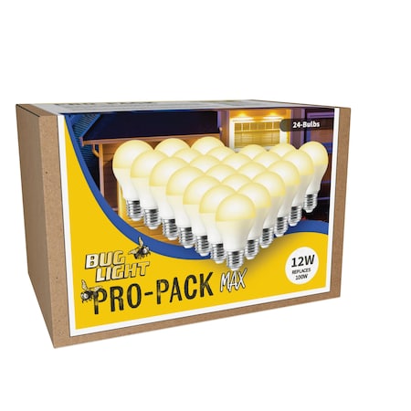 Miracle Led LED Bug Light MAX Pro-Pack 12W Replaces 100W Lightbulbs, Amber, Deters Insects, 24PK 801986